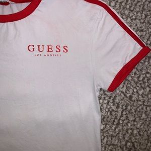 Red and white Guess shirt